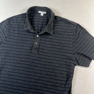 James Perse Polo Shirt Mens Small Gray Stripe Lightweight Jersey Casual USA